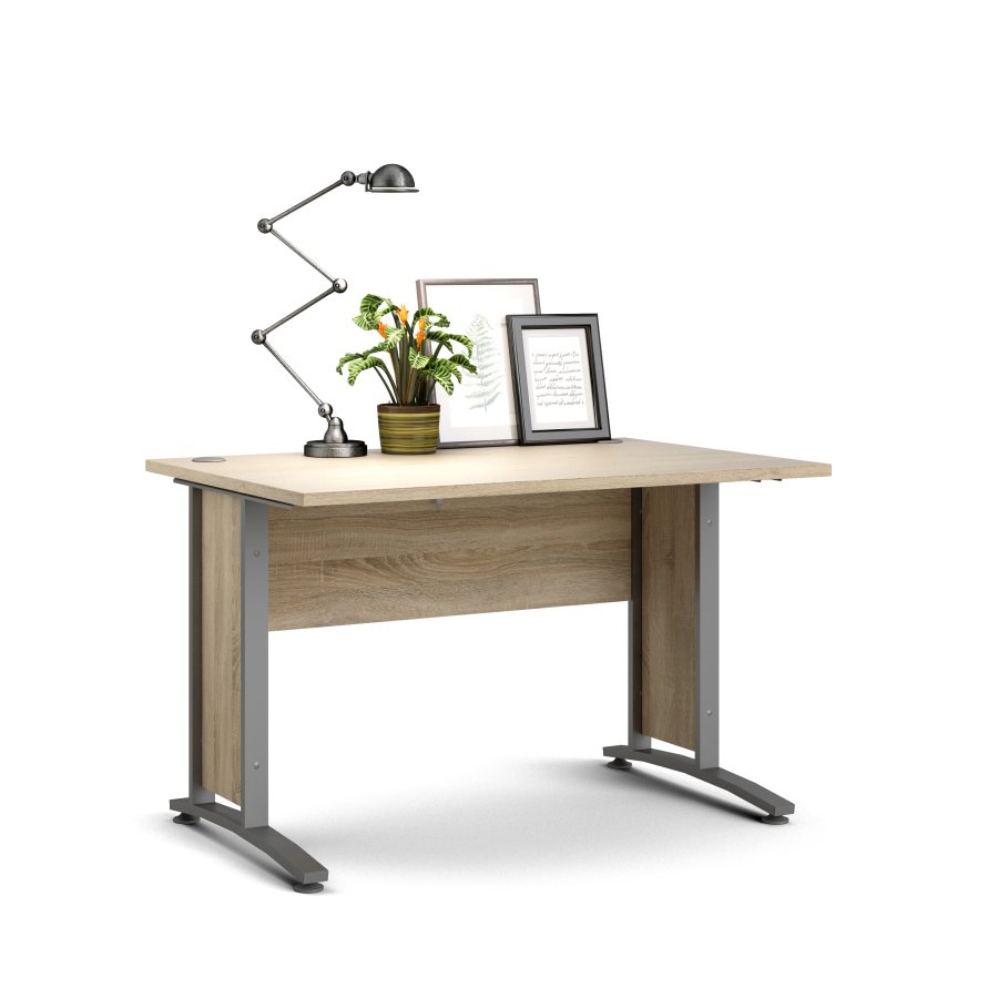 TVILUM Prima skrivebord - eikestruktur/s�lvgr� st�l