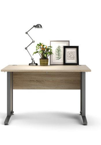 TVILUM Prima skrivebord - eikestruktur/s�lvgr� st�l