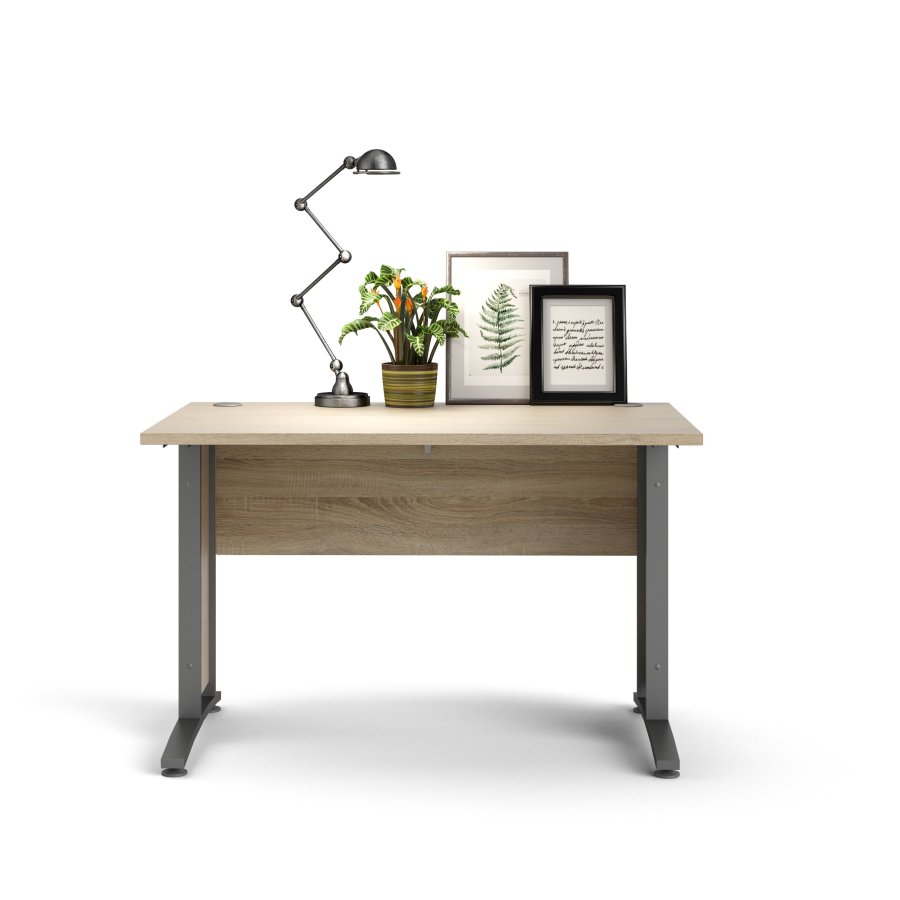 TVILUM Prima skrivebord - eikestruktur/s�lvgr� st�l