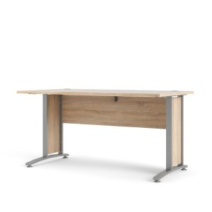 TVILUM Prima skrivebord - eikestruktur og s�lvgr� st�l (150x80)