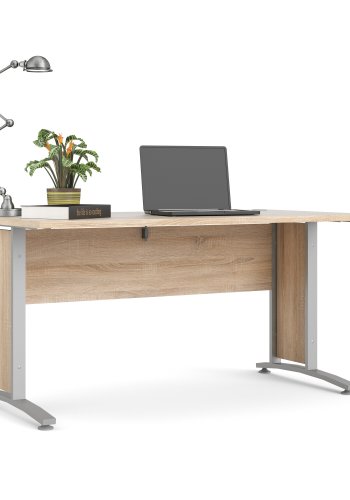 TVILUM Prima skrivebord - eikestruktur og s�lvgr� st�l (150x80)