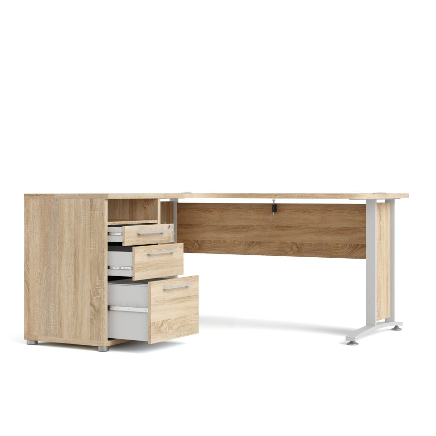 TVILUM Prima hj�rnepult - eikestruktur, m. 3 skuffer 