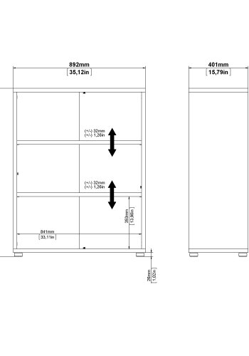 TVILUM Prima reol - hvid, m. 2 hyller 