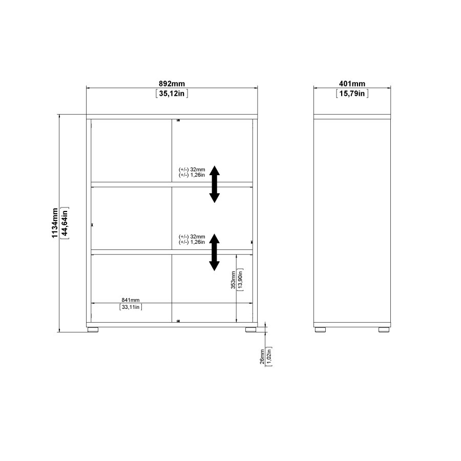 TWILUM Prima bokhylle - eikestruktur, m. 2 hyller 