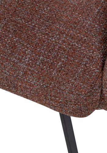 WOOOD Fenne spisebordsstol, m. drejefunktion og armln - kastanje brun stof og sort metal