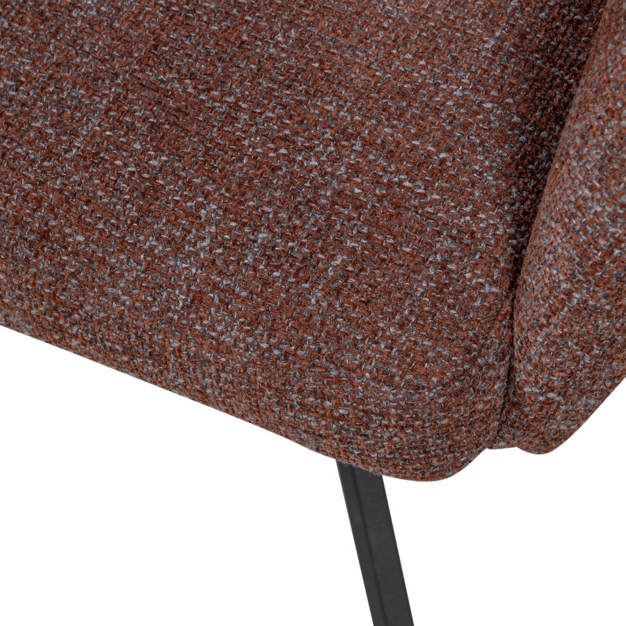 WOOOD Fenne spisebordsstol, m. drejefunktion og armln - kastanje brun stof og sort metal