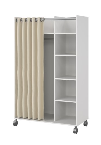 TVILUM Kleiderschrankeinsatz mit sandfarbenem Vorhang - wei�, mit Rollen 