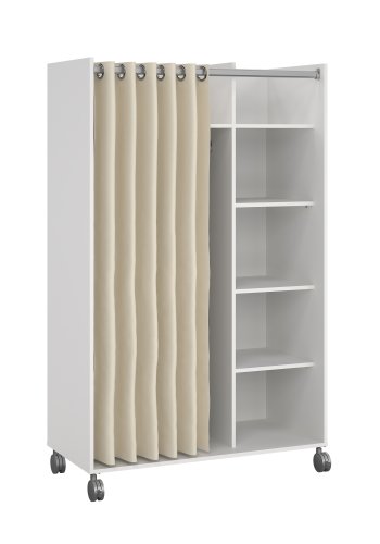 TVILUM Kleiderschrankeinsatz mit sandfarbenem Vorhang - wei�, mit Rollen 