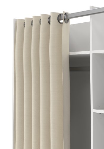 TVILUM Garderobsinsats med sandf&auml;rgad gardin - Vit, med Hjul