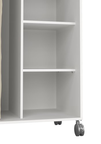 TVILUM Garderobsinsats med sandf&auml;rgad gardin - Vit, med Hjul