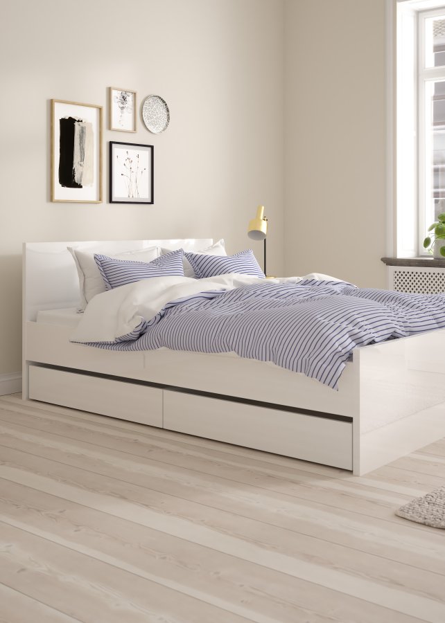 TVILUM Naia sengeskuffe - hvid h�jglans, 2 stk, 100 cm