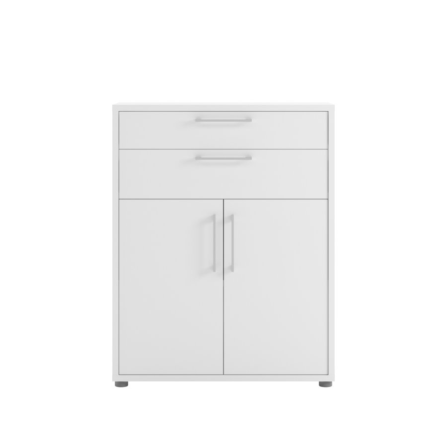 TVILUM Prima kontorkommode - hvitt tre, m. 2 d�rer og 2 skuffer 