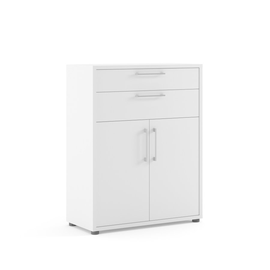 TVILUM Prima kontorkommode - hvitt tre, m. 2 d�rer og 2 skuffer 