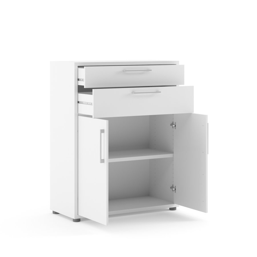 TVILUM Prima kontorkommode - hvitt tre, m. 2 d�rer og 2 skuffer 