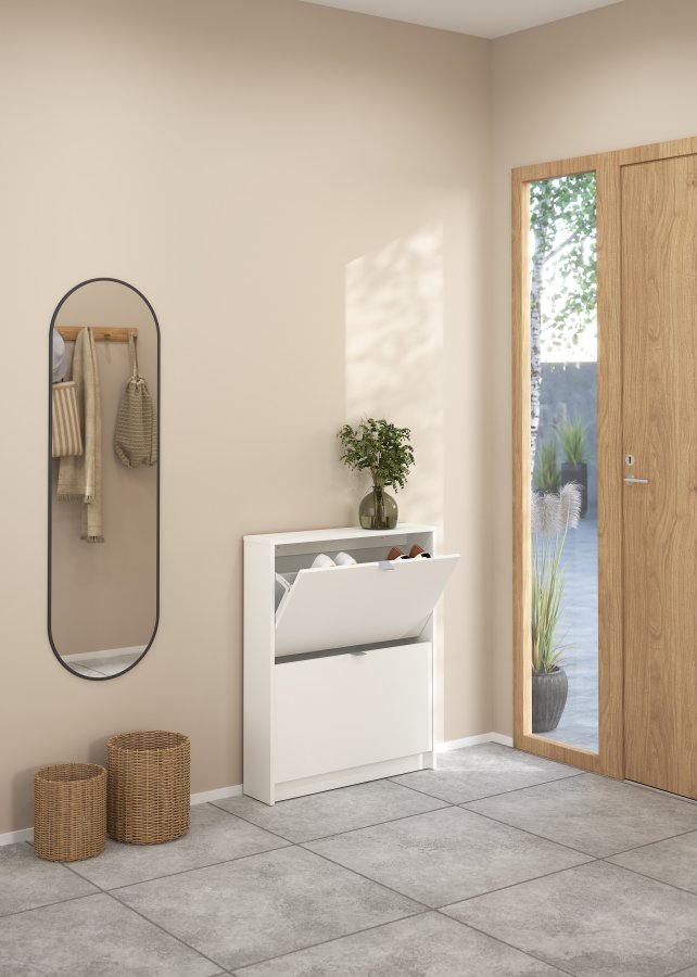 TVILUM Shoes skosk�p - vitt tr�, med 2 vikd�rrar