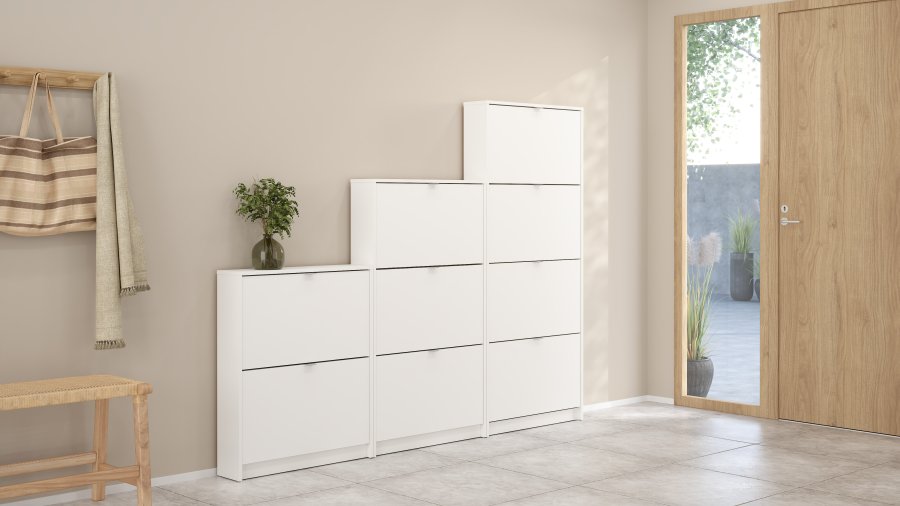 TVILUM Shoes skosk�p - vitt tr�, med 2 vikd�rrar