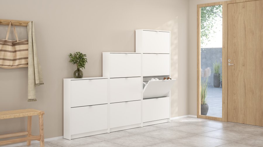 TVILUM Shoes skosk�p - vitt tr�, med 2 vikd�rrar