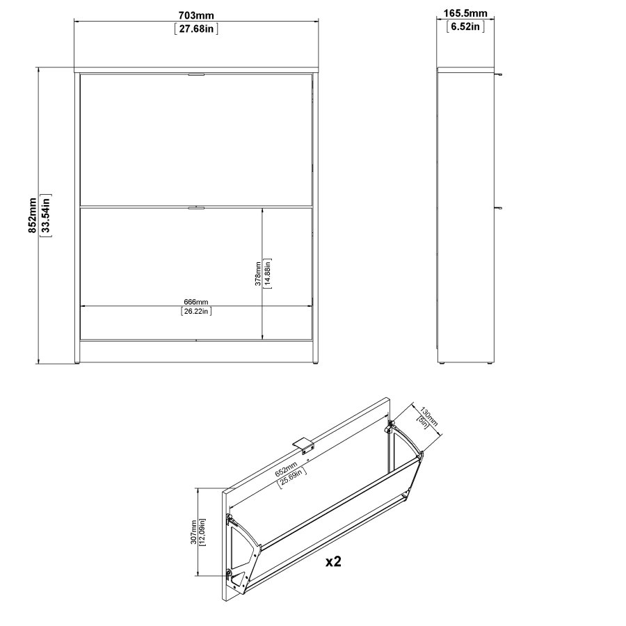 TVILUM Shoes skosk�p - vitt tr�, med 2 vikd�rrar