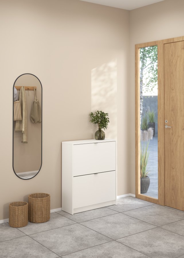 TVILUM Shoes skosk�p - vitt tr&auml;, med 2 vikd&ouml;rrar och 2 fack