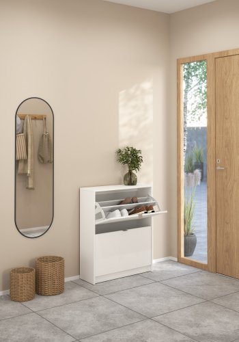 TVILUM Shoes skoskab - hvid tr�, m. 2 klapl�ger og 2 rum