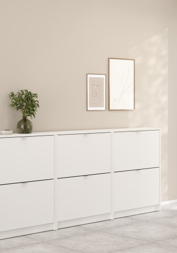 TVILUM Shoes skosk�p - vitt tr&auml;, med 2 vikd&ouml;rrar och 2 fack