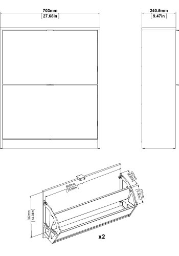 TVILUM Shoes skosk�p - vitt tr&auml;, med 2 vikd&ouml;rrar och 2 fack