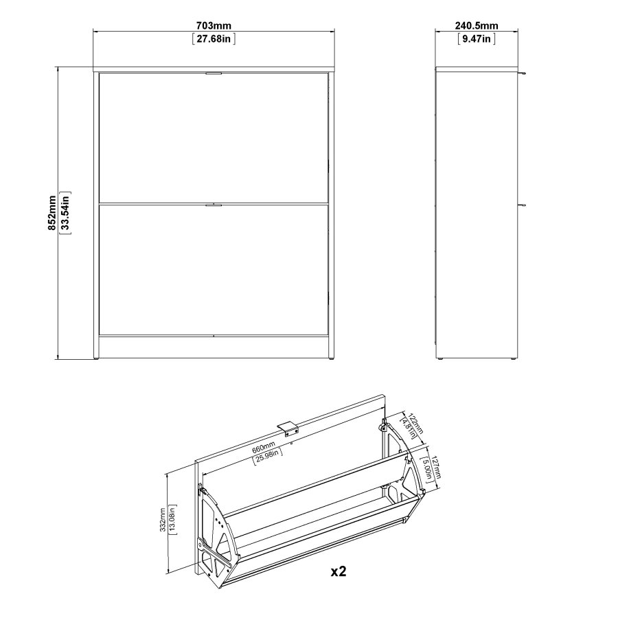 TVILUM Shoes skosk�p - vitt tr&auml;, med 2 vikd&ouml;rrar och 2 fack