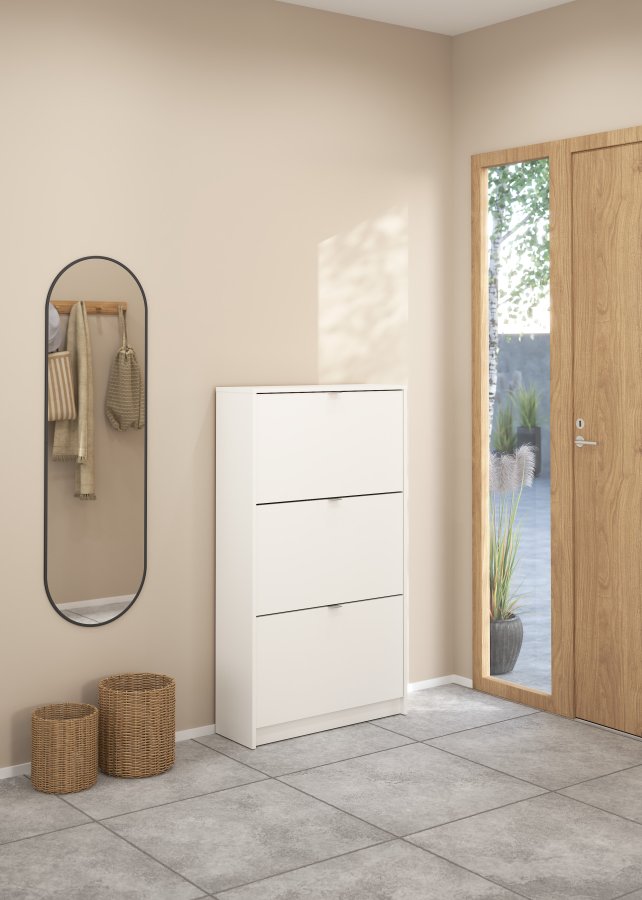 TVILUM Shoes skosk�p - vitt tr&auml;, med 3 vikd&ouml;rrar och 2 fack