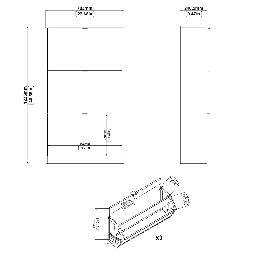 TVILUM Shoes skosk�p - vitt tr&auml;, med 3 vikd&ouml;rrar och 2 fack