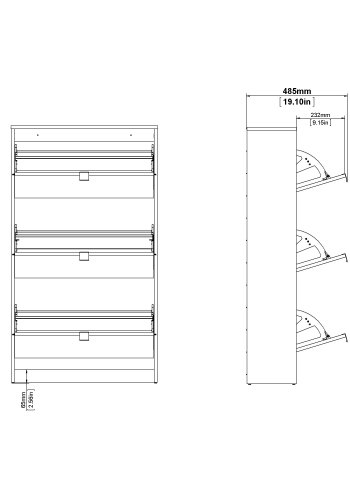 TVILUM Shoes skosk�p - vitt tr&auml;, med 3 vikd&ouml;rrar och 2 fack