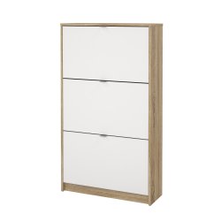 Shoes skoskab natur/ hvid tr�, med 3 klapl�ger