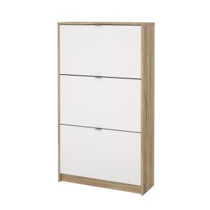 TVILUM Shoes skosk�p - natur / vit ekfan&eacute;r / tr&auml;, med 3 vikd&ouml;rrar och 2 fack