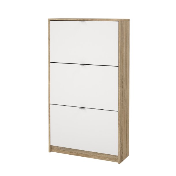 Shoes skoskab natur/ hvid tr�, med 3 klapl�ger