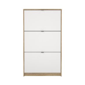 Shoes skoskab natur/ hvid tr�, med 3 klapl�ger