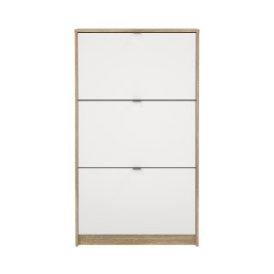 TVILUM Shoes skoskab - natur/hvid tr�, med 3 klapl�ger og 2 rum