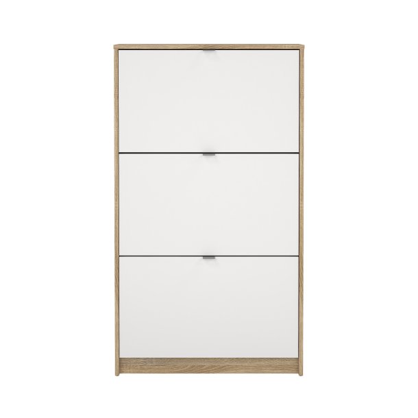 Shoes skoskab natur/ hvid tr�, med 3 klapl�ger