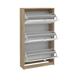 Shoes skoskab natur/ hvid tr�, med 3 klapl�ger