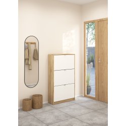 Shoes skoskab natur/ hvid tr�, med 3 klapl�ger