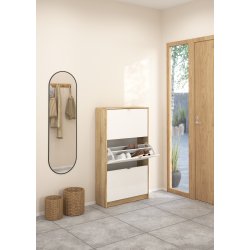 Shoes skoskab natur/ hvid tr�, med 3 klapl�ger