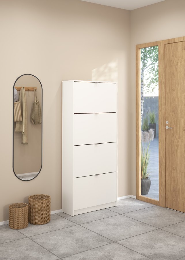 TVILUM Shoe Skosk�p - Vitt Tr&auml;, med 4 Vikd&ouml;rrar och 2 Fack