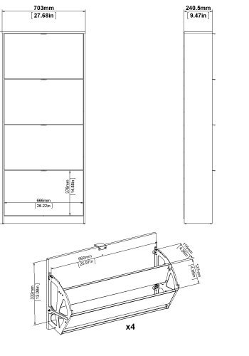 TVILUM Shoe Skosk�p - Vitt Tr&auml;, med 4 Vikd&ouml;rrar och 2 Fack