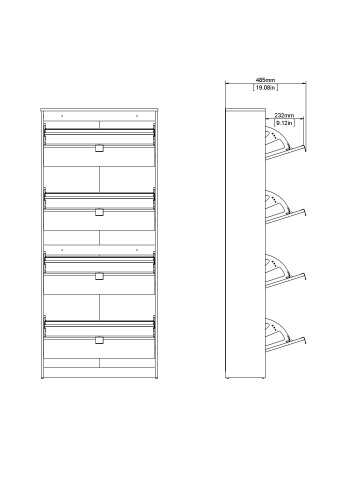 TVILUM Shoe Skosk�p - Vitt Tr&auml;, med 4 Vikd&ouml;rrar och 2 Fack