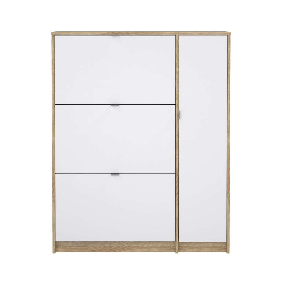 TVILUM Shoes Skosk�p - Naturlig / Vit H&ouml;gglans Ekfan&eacute;r / Tr&auml;, med 3 Vikd&ouml;rrar, 1 Lucka och 2 Fack