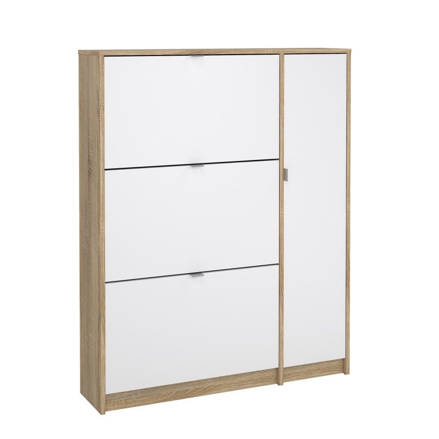 TVILUM Shoes Skosk�p - Naturlig / Vit H&ouml;gglans Ekfan&eacute;r / Tr&auml;, med 3 Vikd&ouml;rrar, 1 Lucka och 2 Fack