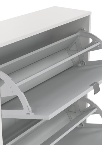 TVILUM Shoes skoskab - hvid/glas tr�/spejlglas, m. 4 spejl klapl�ger og 2 rum 