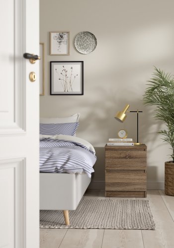 TWILUM Naia nattbord - tr�ffel naturlig tre, m. 2 skuffer