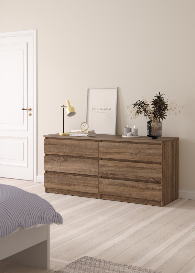 TVILUM Naia Byr� - Tryffel Naturligt Tr&auml;, med 6 L�dor