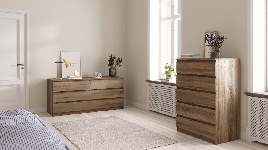 TVILUM Naia Byr� - Tryffel Naturligt Tr&auml;, med 6 L�dor