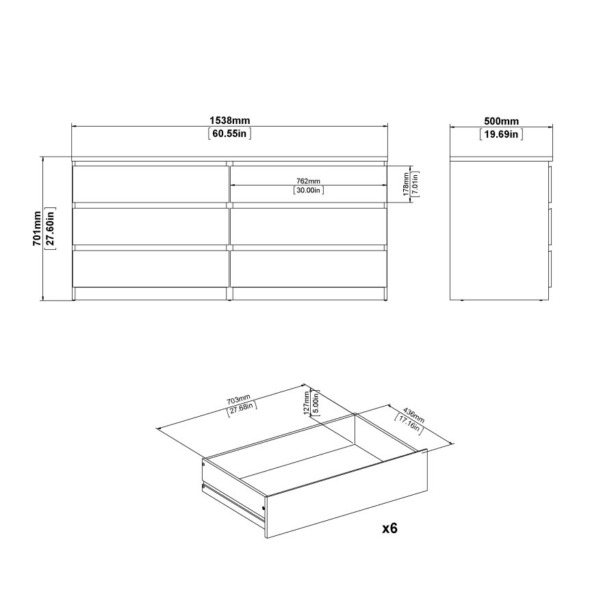 TVILUM Naia Byr� - Tryffel Naturligt Tr&auml;, med 6 L�dor