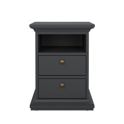 TVILUM Paris s�ngbord - gr�tt tr�, med 2 l�dor och 1 fack